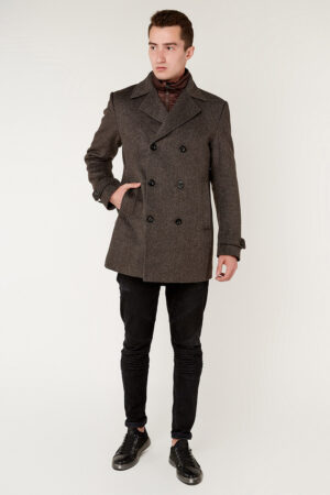 Пальто мужское из кашемир черное, модель 4030