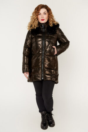 Куртка женская из натуральной кожи черная, модель B-2250/kps