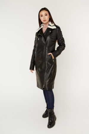 Куртка женская из натуральной овчины черная, модель 4060