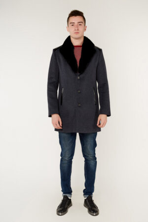 Пальто мужское из кашемир темно-синее, модель Gvn-261
