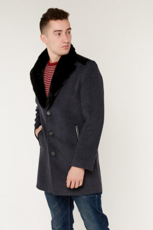Пальто мужское из кашемир серое, модель Gvn-261