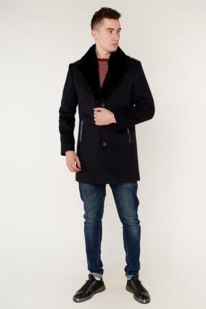 Пальто мужское из кашемир серое, модель Gvn-261