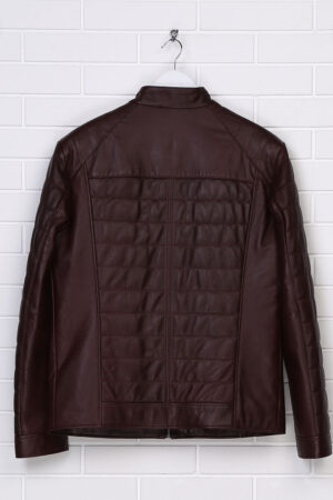 Куртка мужская из натуральной кожи бордовая, модель E-242