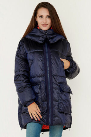Куртка жіноча з тканини темно-синя, модель T5231/kps/жилет