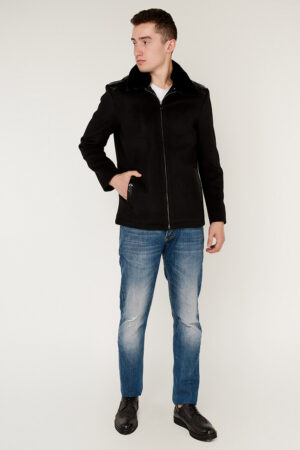 Пальто мужское из кашемир черное, модель Gvn-262