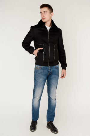 Пальто мужское из кашемир черное, модель Fms-401