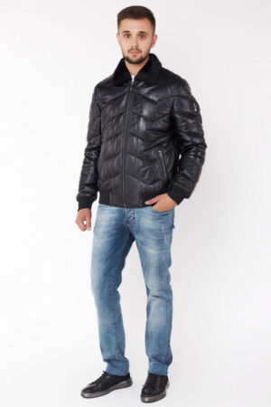 Куртка чоловіча з натуральної шкіри чорна, модель 18-12 m03