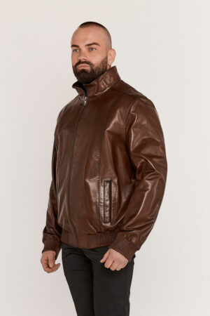 Куртка чоловіча з натуральної шкіри коричнева, модель 1101