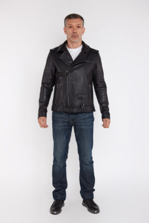Куртка мужская из натуральной кожи черная, модель E-49