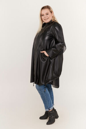 Куртка женская из натуральной кожи черная, модель 165