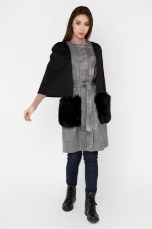 Пальто жіноче з кашемір сiрий/чорне, модель 1569