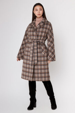 Пальто жіноче з кашемір коричневе, модель 1656