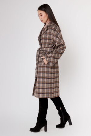 Пальто жіноче з кашемір коричневе, модель 1656