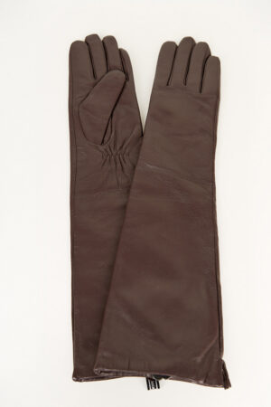 Перчатки женские из натуральных кож коричневые, модель Sw 001-45