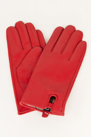Перчатки женские из натуральных кож красные, модель 3214