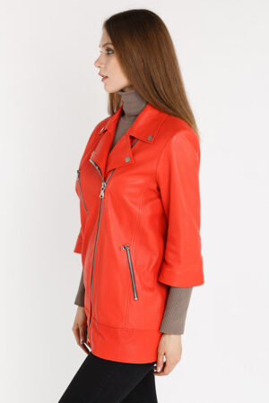 Куртка жіноча з натуральної шкіри червона, модель Rc-32190