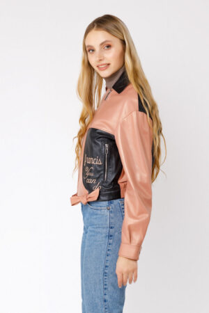Куртка жіноча з натуральної шкіри рожева, модель 9022