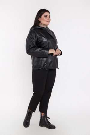 Куртка женская из натуральной кожи черная, модель 7010/kps