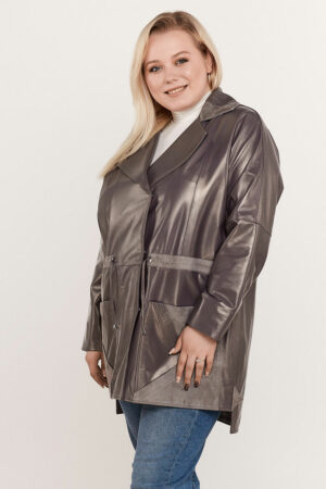 Куртка жіноча з натуральної шкіри сiра, модель 7011