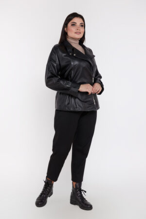 Куртка женская из натуральной кожи черная, модель Nr-485