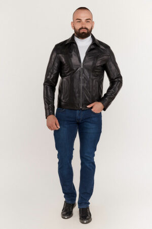 Куртка мужская из натуральной кожи черная, модель B-141