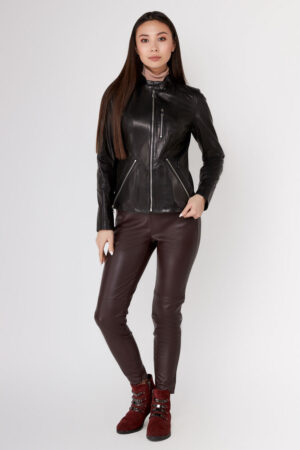 Куртка женская из натуральной кожи черная, модель Nr-345