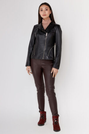 Куртка жіноча з натуральної шкіри чорна, модель Dz-007