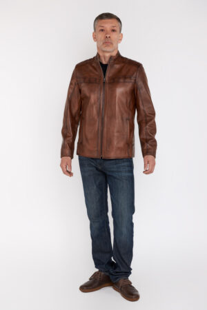 Куртка чоловіча з натуральної шкіри коричнева, модель 302