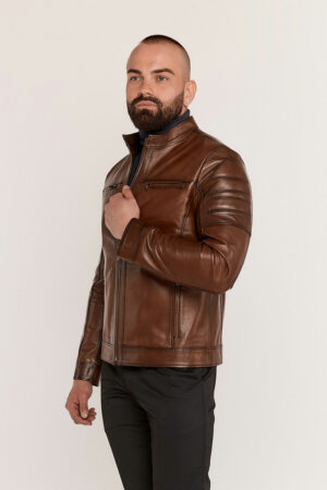 Куртка мужская из натуральной кожи темная VISKI, модель 310