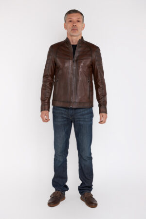 Куртка мужская из натуральной кожи темная VISKI, модель 310