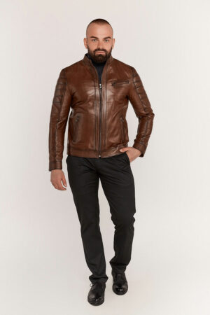 Куртка чоловіча з натуральної шкіри коричнева, модель 155