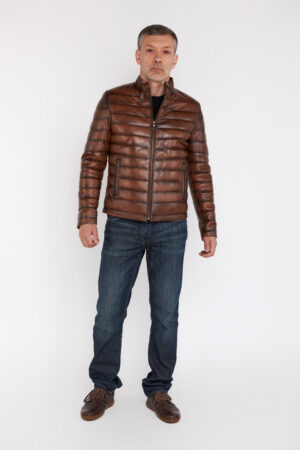 Куртка мужская из натуральной кожи серая, модель Ml-3