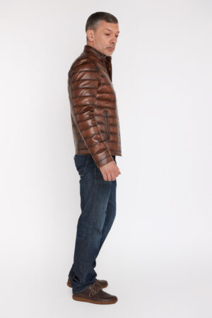Куртка чоловіча з натуральної шкіри коричнева, модель 505/e
