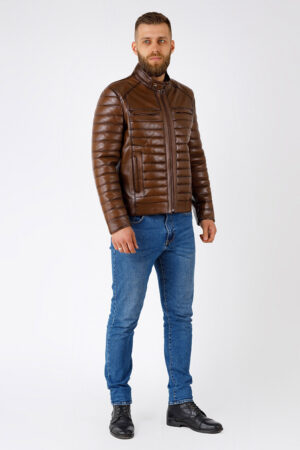 Куртка чоловіча з натуральної шкіри коричнева, модель 2020