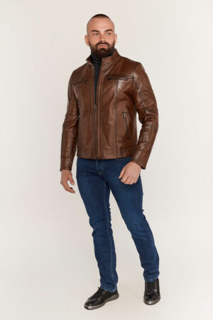 Куртка чоловіча з натуральної шкіри коричнева, модель 237