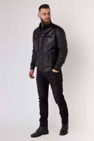 Куртка чоловіча з натуральної шкіри чорна, модель C-110