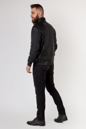 Куртка мужская из натуральной кожи черная, модель C-110