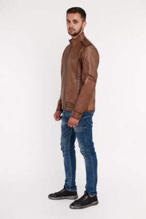 Куртка мужская из натуральной кожи коричневая, модель Yl-73