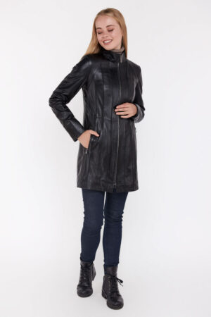 Куртка жіноча з натуральної шкіри коричнева, модель 1206