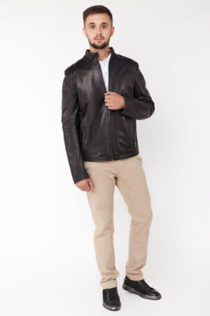 Куртка чоловіча з натуральної шкіри чорна, модель Ac-1
