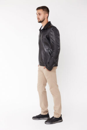 Куртка мужская из натуральной кожи черная, модель Ac-1