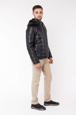 Куртка мужская из натуральной кожи черная, модель Diesel/kps