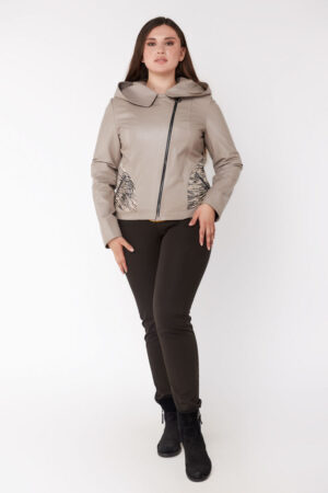 Куртка женская из натуральной кожи бежевая, модель 2039/kps