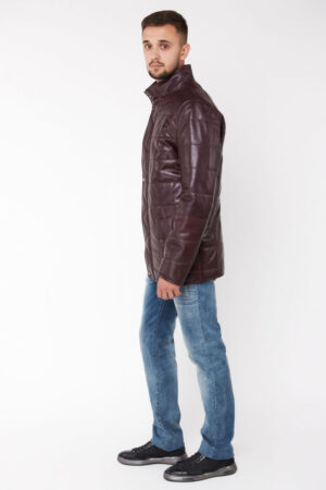 Куртка мужская из натуральной кожи бордовая, модель Diesel-2