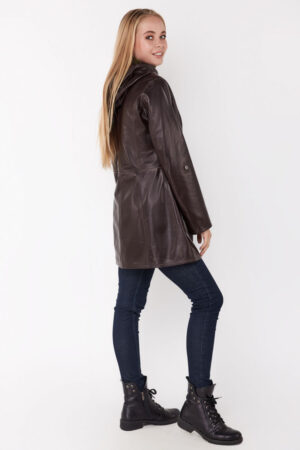 Куртка женская из натуральной кожи коричневая, модель 09/80/kps/двухстор