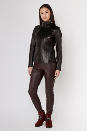 Куртка женская из натуральной кожи черная, модель N-2285