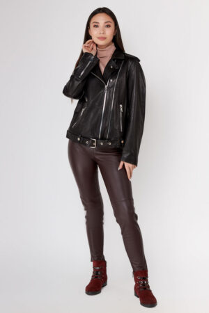 Куртка женская из натуральной кожи черная, модель B-1240