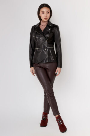 Куртка женская из натуральной кожи черная, модель B-2270