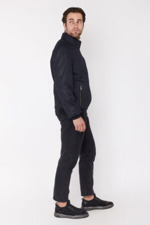 Куртка мужская из замш темно-синяя, модель 1317