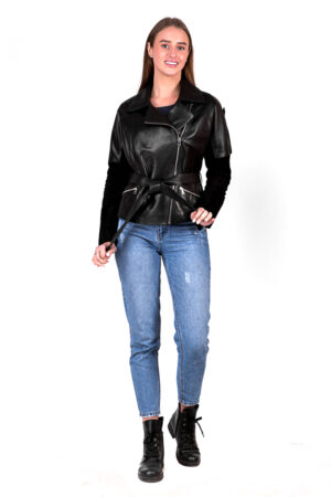 Куртка женская из кожи черная, модель Z-91